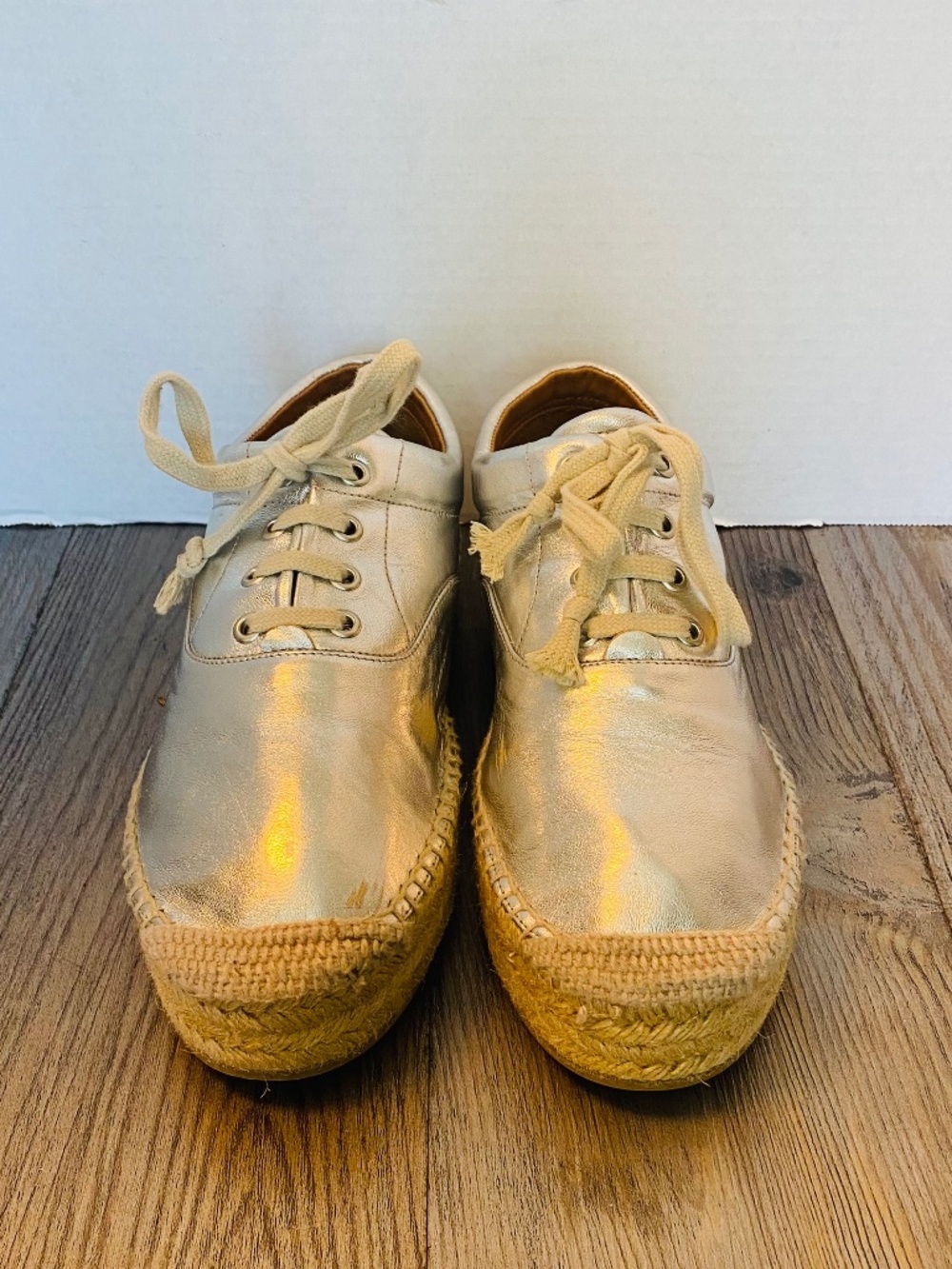 Maison Margiela, Spain, Metallic, Womens Leather Espadrille Sneaker, 8.5-9 / 39.